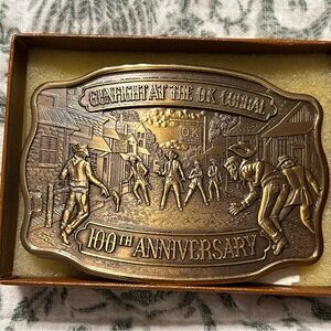 GUNFIGHT AT THE OK CORRAL 100TH ANNIVERSARY BRONZE BELT BUCKLE! VINTAGE! 1981!